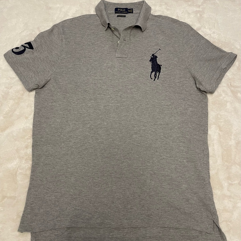 Ralph Lauren Gray Polo Shirt with Navy Logo